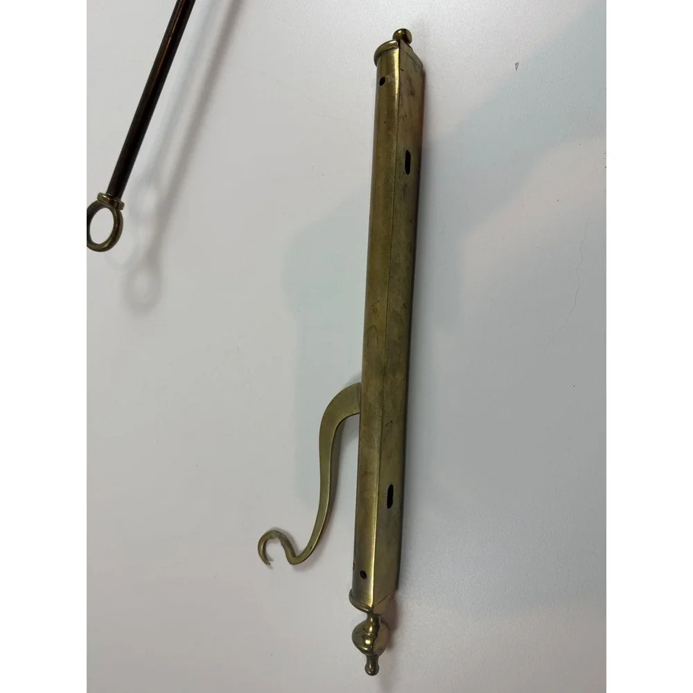RARE‎ CHURCH PROCESSIONAL CANDLE HOLDER BRASS CROSS CANDELABRA WOOD HANDLE